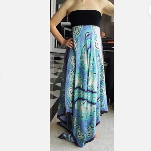 Nicole Miller Pure silk dress multicolor pull-on maxi handkerchief scarf - Picture 15 of 15